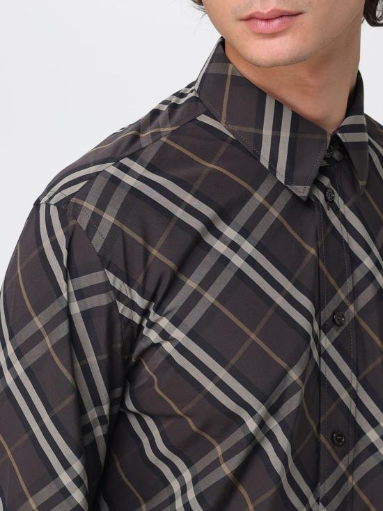 25FW 버버리 릴랙스핏 체크 코튼 셔츠 8115089 Brown - BURBERRY
