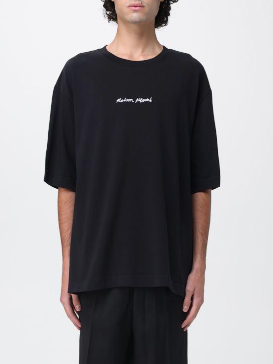 25FW 메종키츠네 자수 오버사이즈 티셔츠 OM00122KJ0119 P199 Black