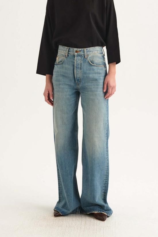  제이미 할러 데님 팬츠 락스 와이드 진 웜 인디고