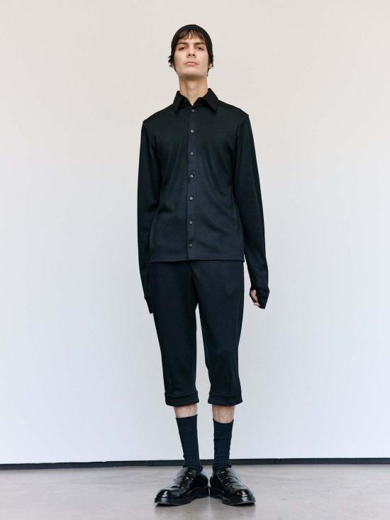  리에르 긴팔 셔츠 인터록 울 폴라 셔츠 - RIER