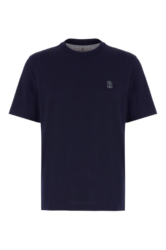 26FW 브루넬로 쿠치넬리 코튼 저지 크루넥 티셔츠 M0B138440 CD325 BLU NOTTE