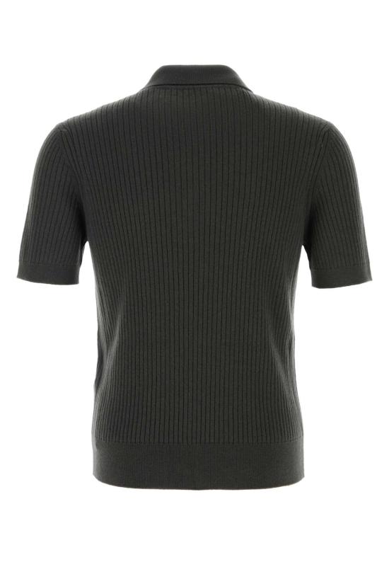 25FW 구찌 울 캐시미어 립 니트 폴로 셔츠 833503XKEYU 3026 Grey - GUCCI