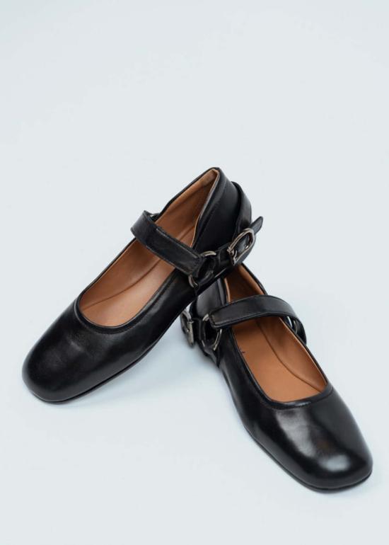  Homers Shoes 호머스 뮬/슬리퍼 슈프림 칼라 플랫 블랙
