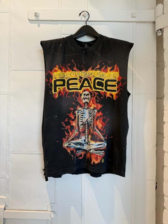  헬스타 민소매 티셔츠 이너피스 스켈레톤 민소매 티셔츠 블랙