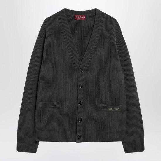 25FW 구찌 울 캐시미어 립 니트 가디건 833501XKEYK R GUC 3019 GREEN