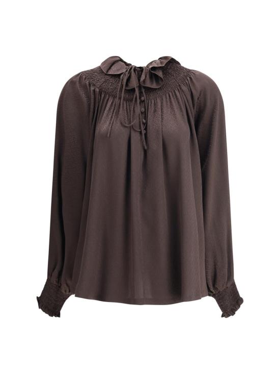 25FW 버버리 지오메트릭 실크 블라우스 8115914 C3824 BROWN