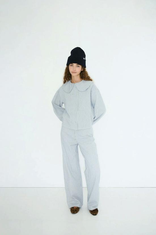  타이니 빅 시스터 데님 팬츠 베르타 스트라이프 데님 청바지 화이트 & 블루 - TINY BIG SISTER