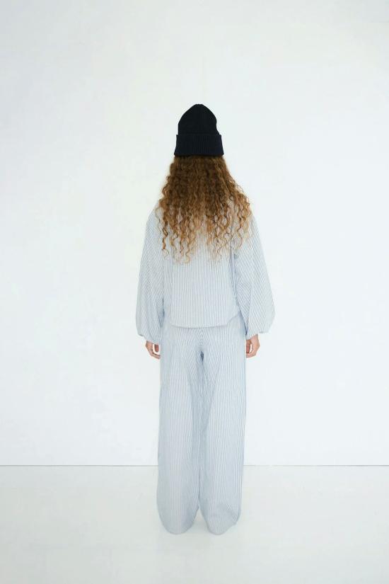  타이니 빅 시스터 데님 팬츠 베르타 스트라이프 데님 청바지 화이트 & 블루 - TINY BIG SISTER