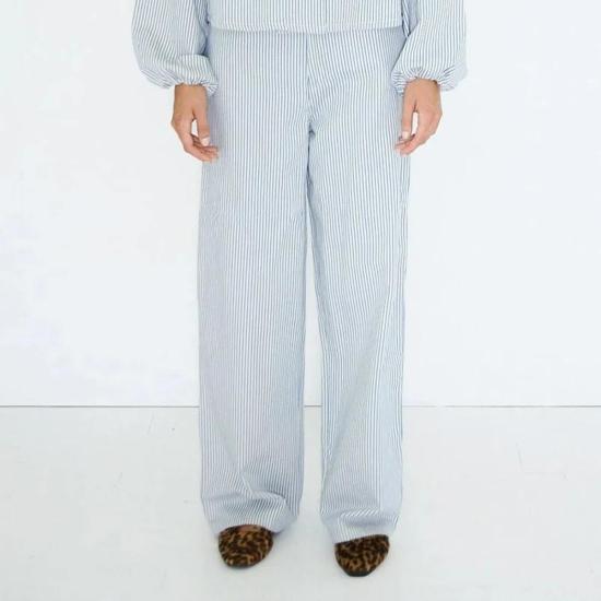  타이니 빅 시스터 데님 팬츠 베르타 스트라이프 데님 청바지 화이트 & 블루