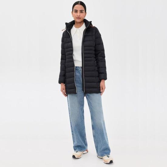  세이브더덕 봄버 자켓 세이브 더 덕 리즈 3/4 퍼퍼 재킷 블랙 - SAVE THE DUCK