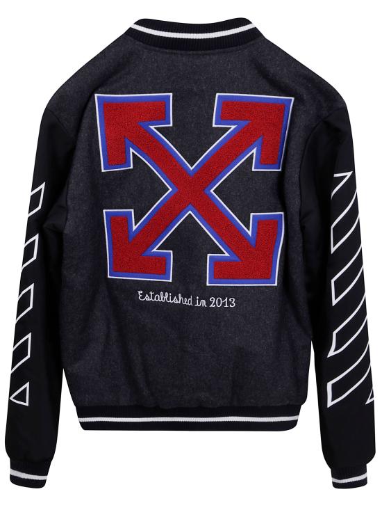 25FW [키즈] 오프화이트 봄버 자켓 OBEH001F25FAB001 0725 DARK GREY - OFF WHITE