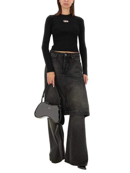 25FW 디젤 M-발라리 오발 D 립 니트 비스코스 블렌드 탑 A15328 0DLAX9XX BLACK - DIESEL