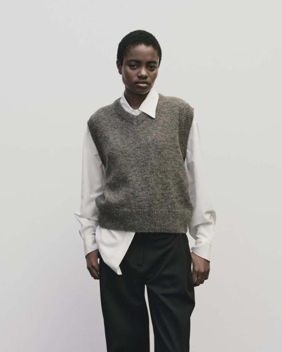  미정박 베스트 미정 박 울 블렌드 조끼 - MIJEONG PARK