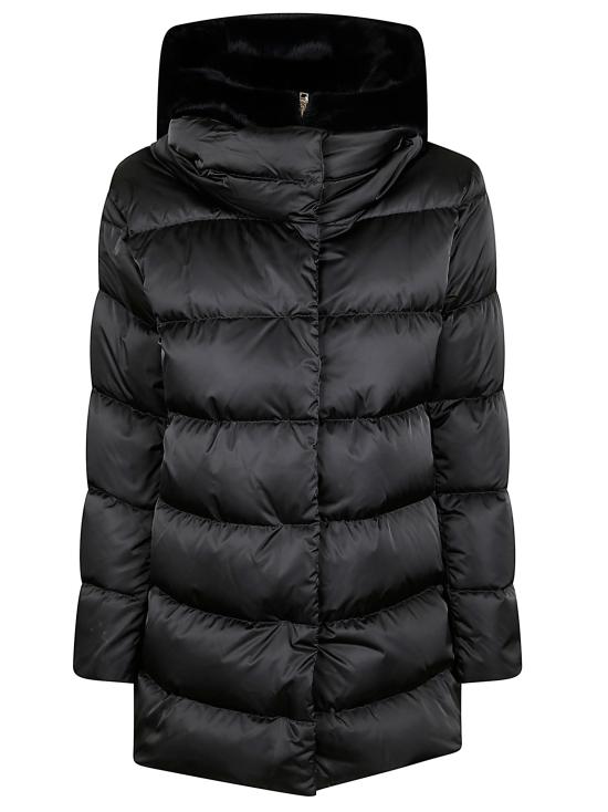 25FW 에르노 새틴 & 뉴 레이디 퍼 A셰이프 다운 자킷 PI001934D 12170Z 9300 NERO