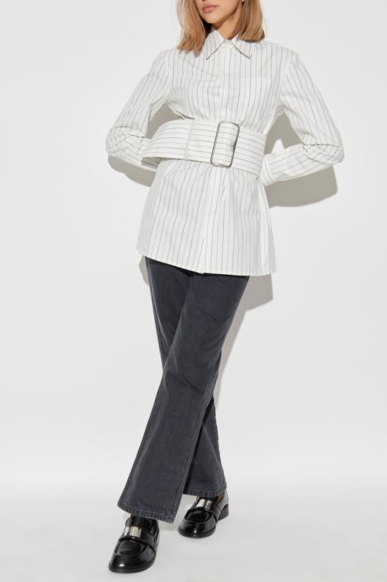 25SS 버버리 레귤러 핏 스트라이프 코튼 셔츠 스트링 콜 8103514 C2053 STRING COAL White - BURBERRY