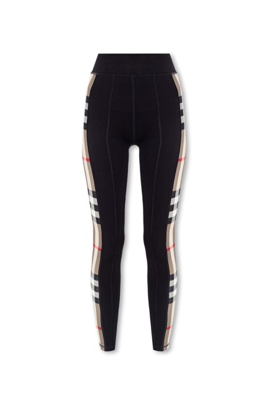  버버리 체크 트리밍 스트레치 저지 레깅스 8072124 A1189 BLACK Black