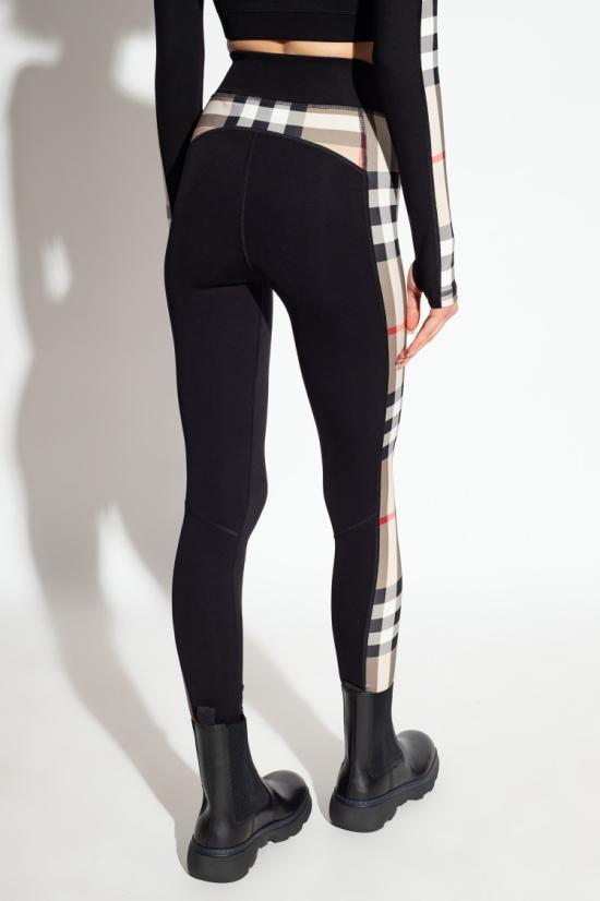  버버리 체크 트리밍 스트레치 저지 레깅스 8072124 A1189 BLACK Black - BURBERRY