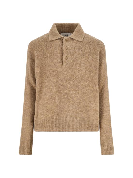 25FW 아미 알파카 아미 롱 슬리브 폴로 스웨터 HPL405 KN0021 280 Brown