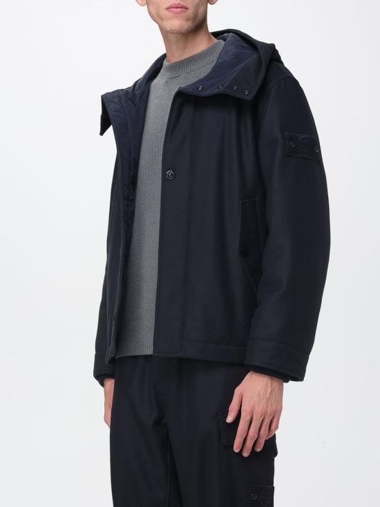 25FW 스톤 아일랜드 고스트 피스 울 나일론 플란넬 후디드 파카 4100103S0F24 V0020 Blue - STONE ISLAND