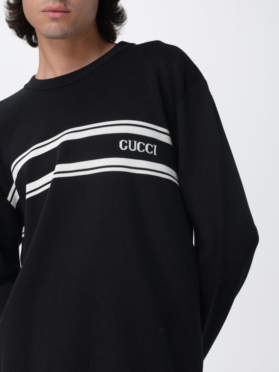 25FW 구찌 인타르시아 디테일 실크 코튼 스웨터 834313XKEZK 1070 White - GUCCI