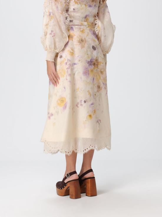 25FW 짐머만 롱 스커트 5460SF252 PSFL Beige - ZIMMERMANN