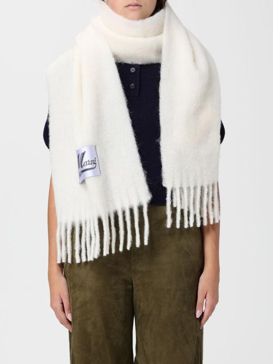 25FW 마르니 터콰이즈 알파카 스카프 SCMC0059Y0 UTW918 00W03 White - MARNI
