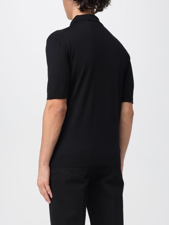 25FW 구찌 인타르시오 체스트 포켓 니트 폴로 티셔츠 824124XKEP1 1070 Black - GUCCI