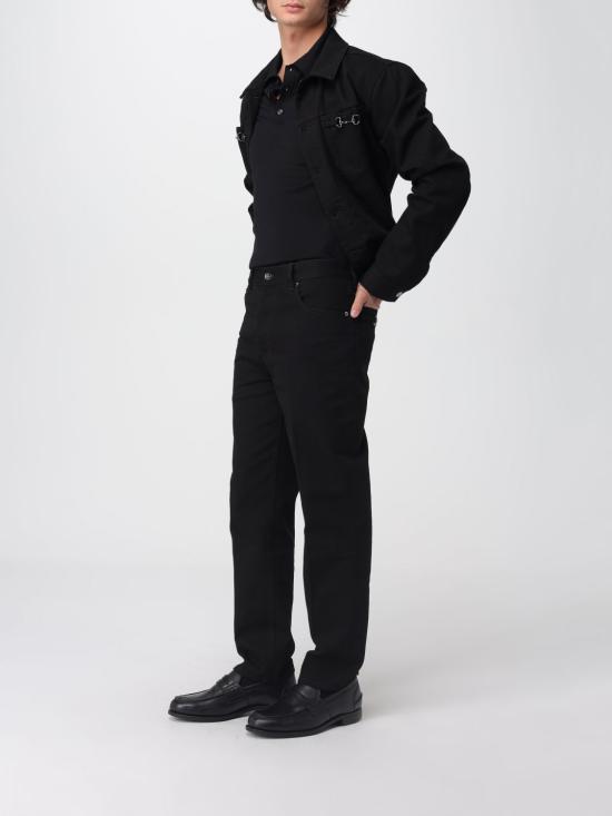 25FW 구찌 인타르시오 체스트 포켓 니트 폴로 티셔츠 824124XKEP1 1070 Black - GUCCI