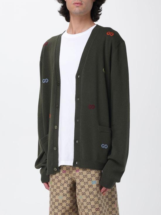 25FW 구찌 버튼업 브이넥 가디건 833671XKEYI 3018 Green - GUCCI