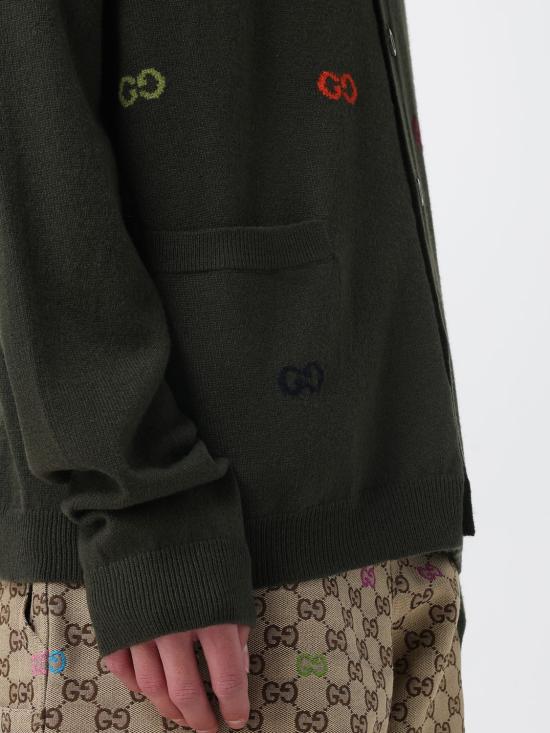 25FW 구찌 버튼업 브이넥 가디건 833671XKEYI 3018 Green - GUCCI