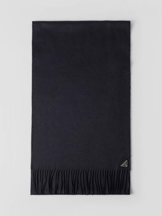 25FW 프라다 삼각 로고 실크 캐시미어 머플러 1FS0652COP F0632 Black