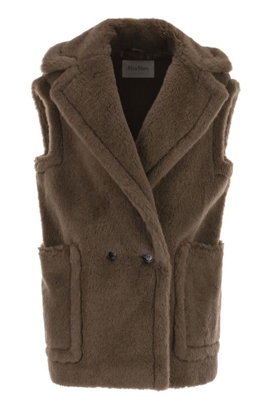 25FW 막스마라 테디 알파카 울 더블브레스트 베스트  2521276253600 004 BROWN