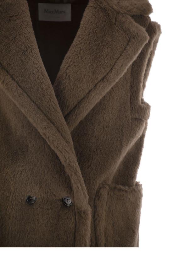 25FW 막스마라 테디 알파카 울 더블브레스트 베스트  2521276253600 004 BROWN - MAX MARA
