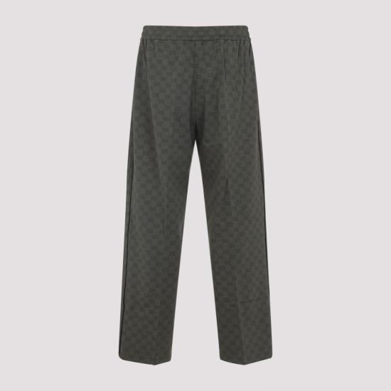 25FW 구찌 GG 저지 자카드 스트레이트 팬츠 814182 XJHFV Grey - GUCCI
