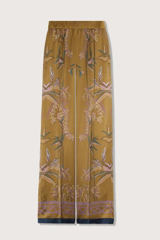  포르테포르테 팔라초 팬츠 포르테 포르테 프린트 새틴 엘라스틱  카키