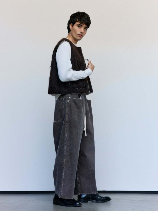  카미엘 포트젠스 베스트 카미엘 포겐스 브라운 헤어리 울 스퀘어 지퍼 - CAMIEL FORTGENS