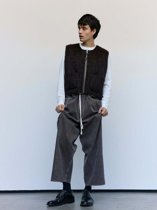  카미엘 포트젠스 베스트 카미엘 포겐스 브라운 헤어리 울 스퀘어 지퍼 - CAMIEL FORTGENS