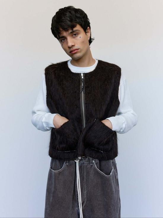  카미엘 포트젠스 베스트 카미엘 포겐스 브라운 헤어리 울 스퀘어 지퍼