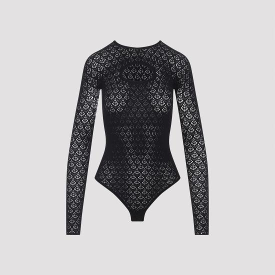 25FW 월포드 바디수트 티셔츠 79330 7005 BLACK - WOLFORD