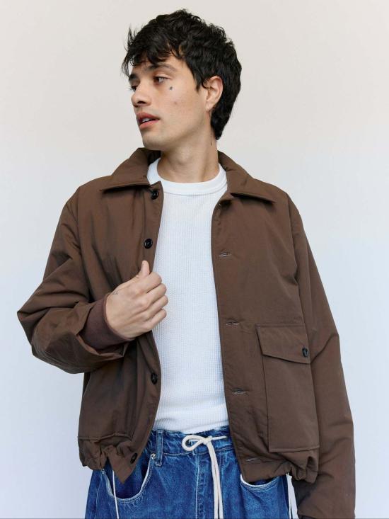  카미엘 포트젠스 자켓 카미엘 포르트겐스 브라운 나일론 퍼프 심플 재킷 - CAMIEL FORTGENS