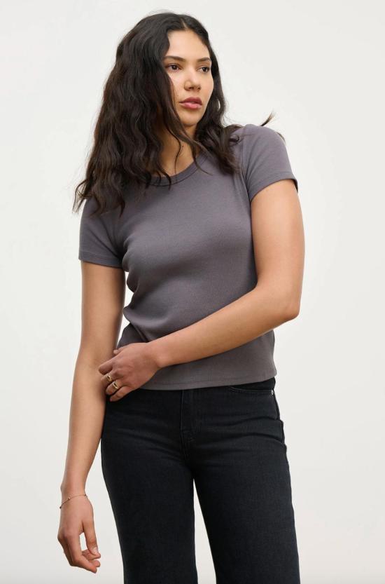  벨벳 바이 그레이엄 앤 스펜서 반팔 티셔츠 벨벳 바이 그레이엄 & 스펜서 에디 크루넥 티셔츠 - VELVET BY GRAHAM & SPENCER