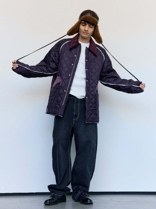  카미엘 포트젠스 봄버 자켓 카미엘 포르겐스 퍼플 나일론 퀼팅 헌팅 재킷
