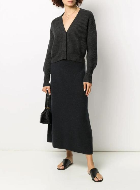  르카샤 가디건 르 카샤 모나코 숏 리브드 카디건 차콜 - LE KASHA