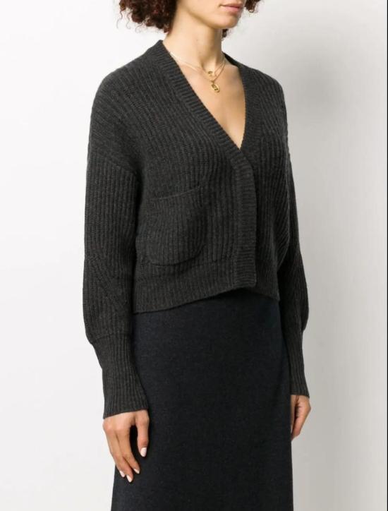  르카샤 가디건 르 카샤 모나코 숏 리브드 카디건 차콜 - LE KASHA