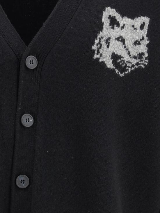 25FW 메종키츠네 폭스 헤드 인타르시아 메리노 가디건 PM00509KM0329 0391 BLACK