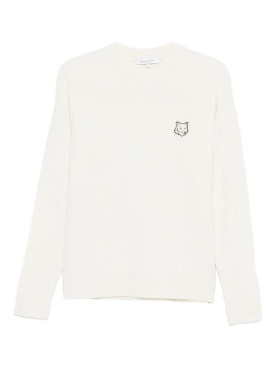 25FW 메종키츠네 폭스 헤드 울 립드 스웨터 PM00811KT1149 700 Beige