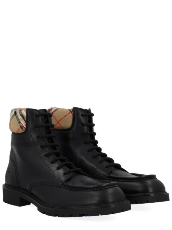  버버리 레더 로그 컴뱃 부츠 8115599 A1189 Black - BURBERRY