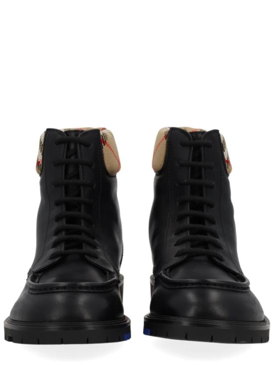  버버리 레더 로그 컴뱃 부츠 8115599 A1189 Black - BURBERRY