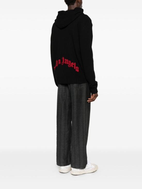 25FW 팜앤젤스 후드 티셔츠 PMHU023F25KNI001 Black - PALM ANGELS