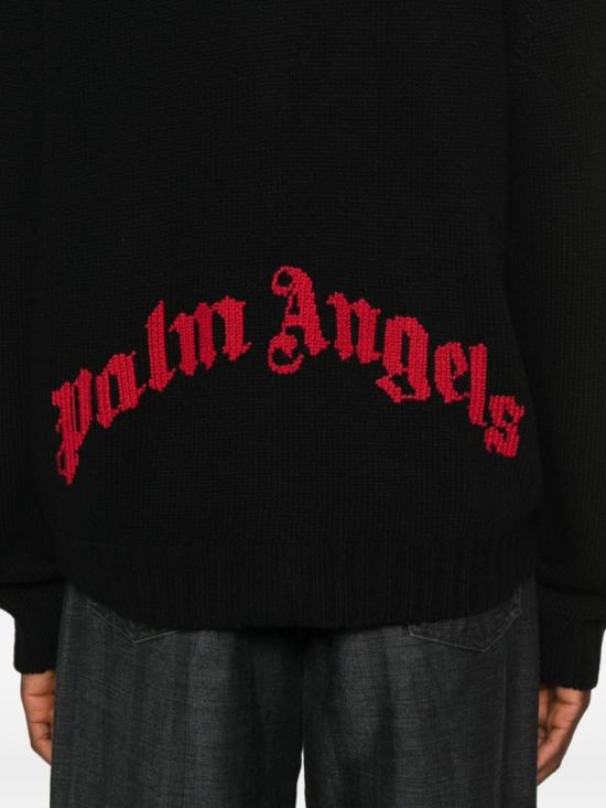 25FW 팜앤젤스 후드 티셔츠 PMHU023F25KNI001 Black - PALM ANGELS